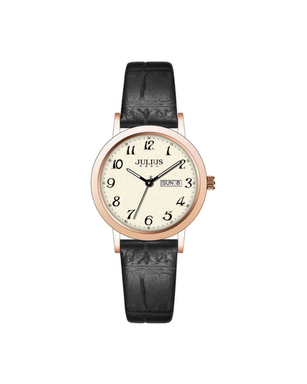 ساعت مچی زنانه جولیوس بند چرم مشکی JULIUS JA-1528C