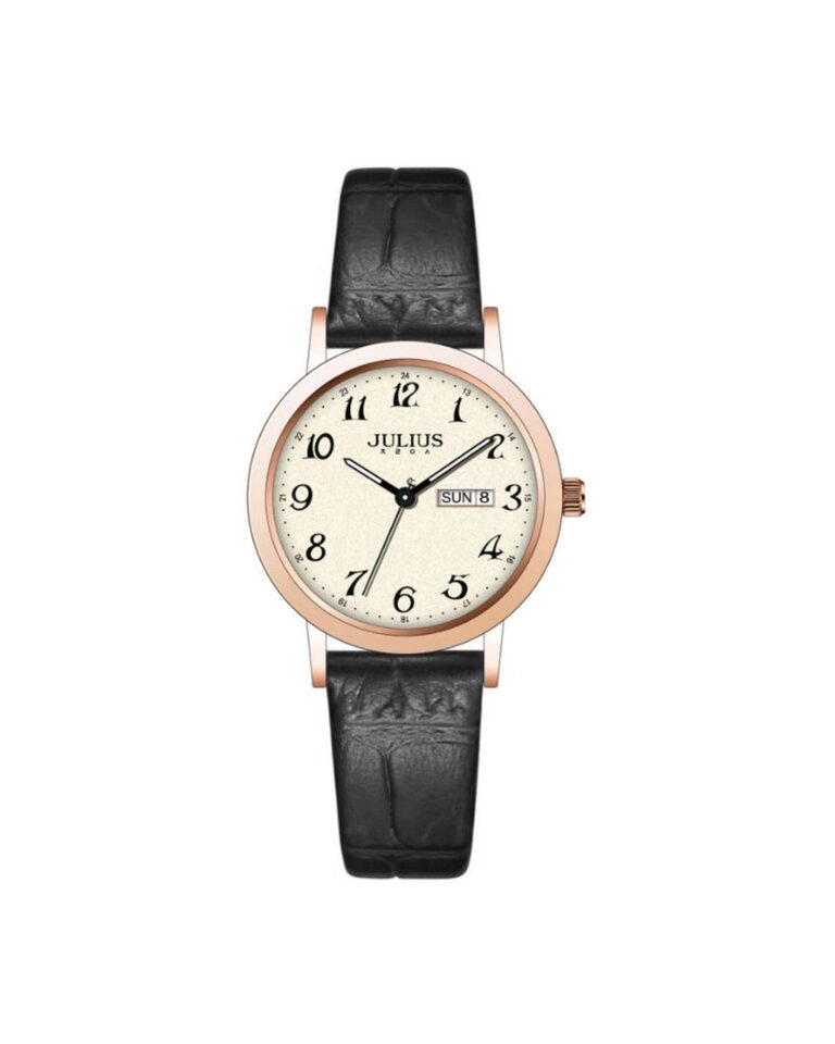 ساعت مچی زنانه جولیوس بند چرم مشکی JULIUS JA-1528C