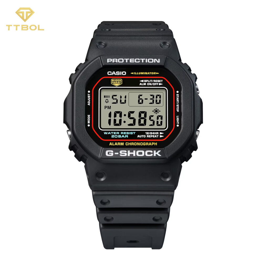 ساعت مچی مردانه کاسیو جیشاک DW-5600RL-1 با طراحی کلاسیک مربع