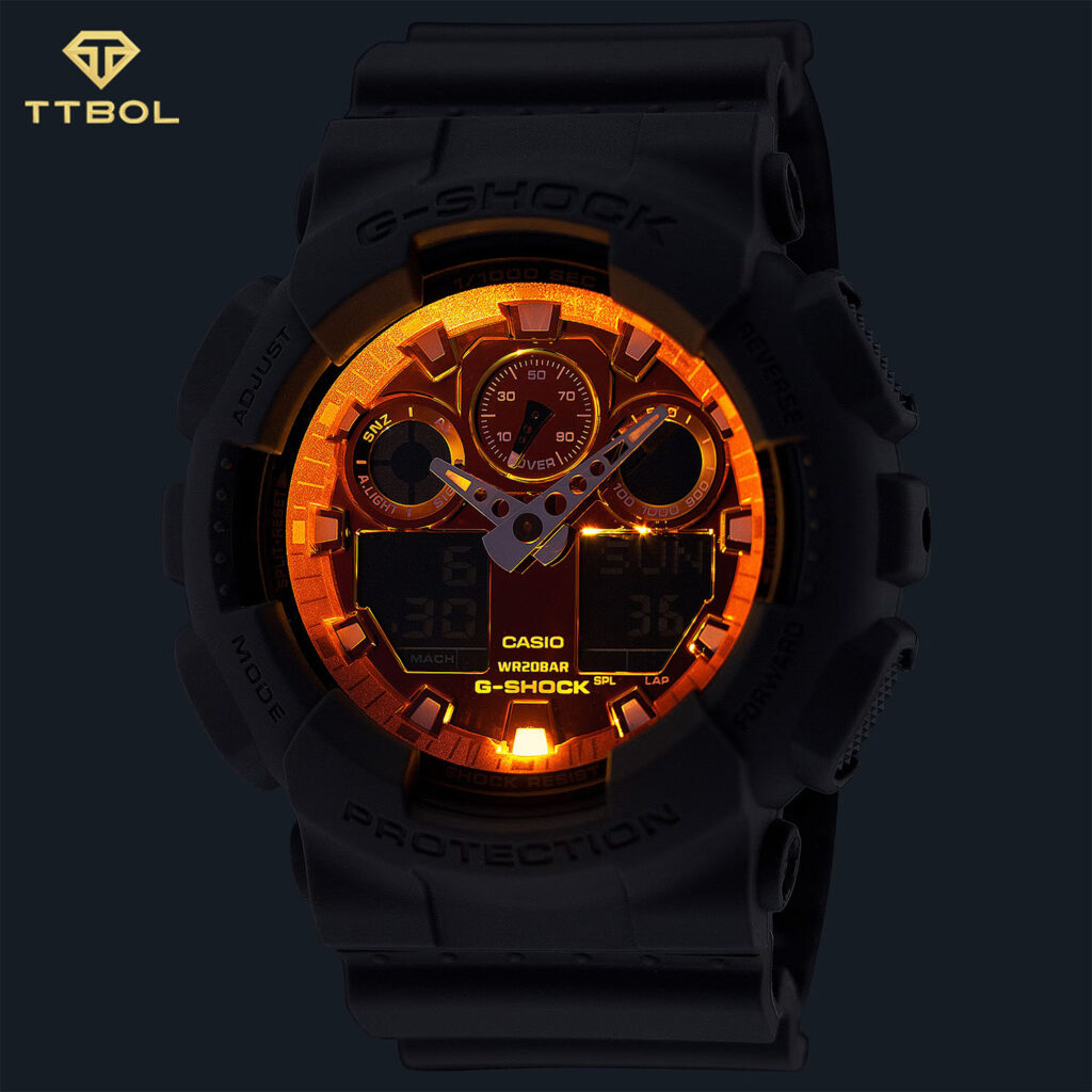 ساعت مچی مردانه کاسیو جیشاک GA-100FL-8A مناسب ورزش و استفاده روزمره