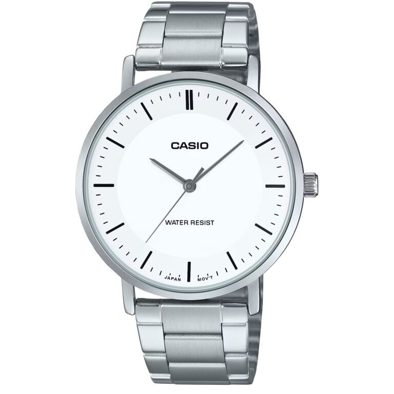 ساعت مچی مردانه کاسیو MTP-VT04D-7E با صفحه سفید و بند استیل