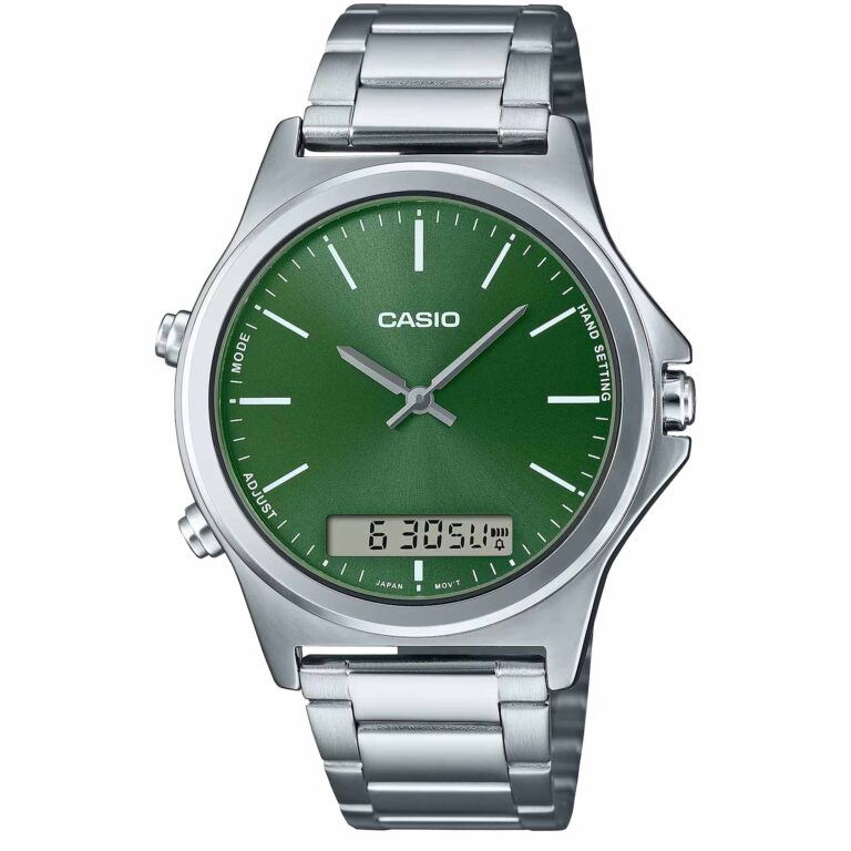 ساعت مردانه کاسیو CASIO MTP-VC01D-3E با صفحه سبز و بند استیل ضدزنگ
