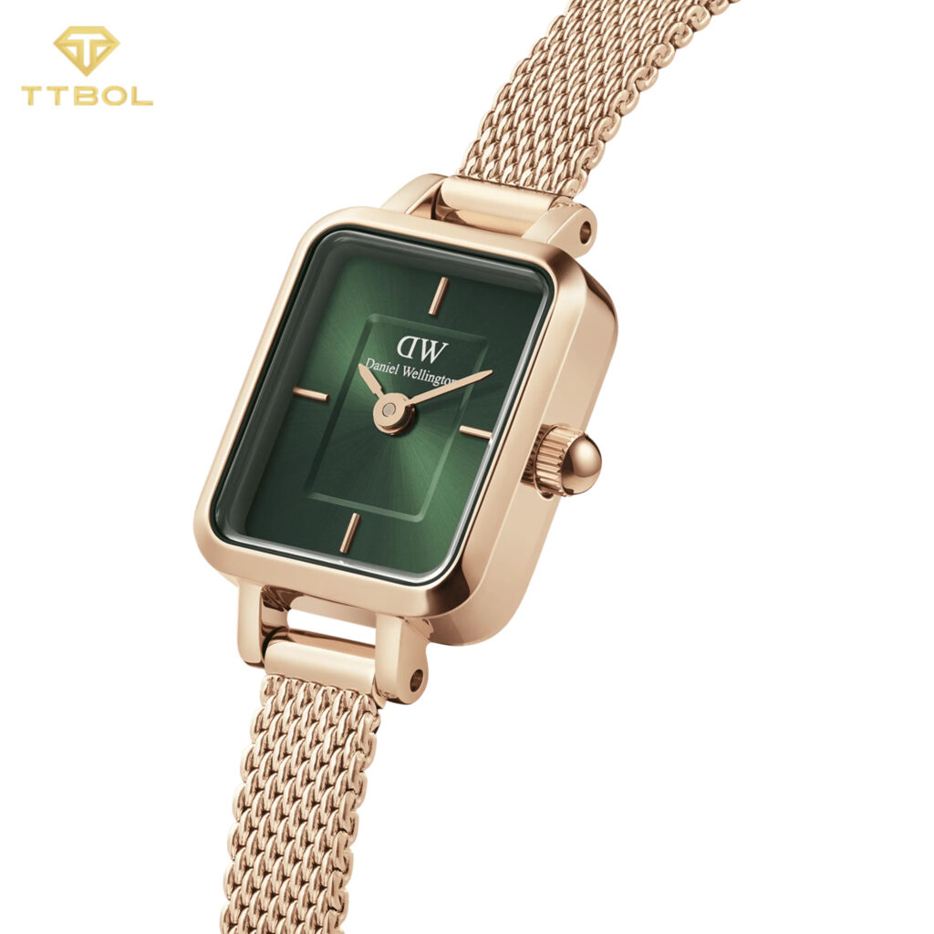 ساعت مچی زنانه دنیل ولینگتون رزگلد صفحه سبز DANIEL WELLINGTON DW00100648