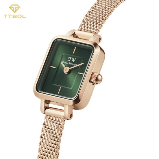 ساعت مچی زنانه دنیل ولینگتون رزگلد صفحه سبز DANIEL WELLINGTON DW00100648