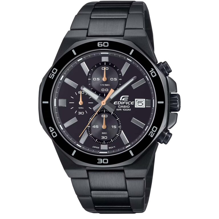 ساعت مچی مردانه کاسیو ادیفایس کرنوگراف تمام مشکی CASIO EDIFICE EFV-640DC-1AV