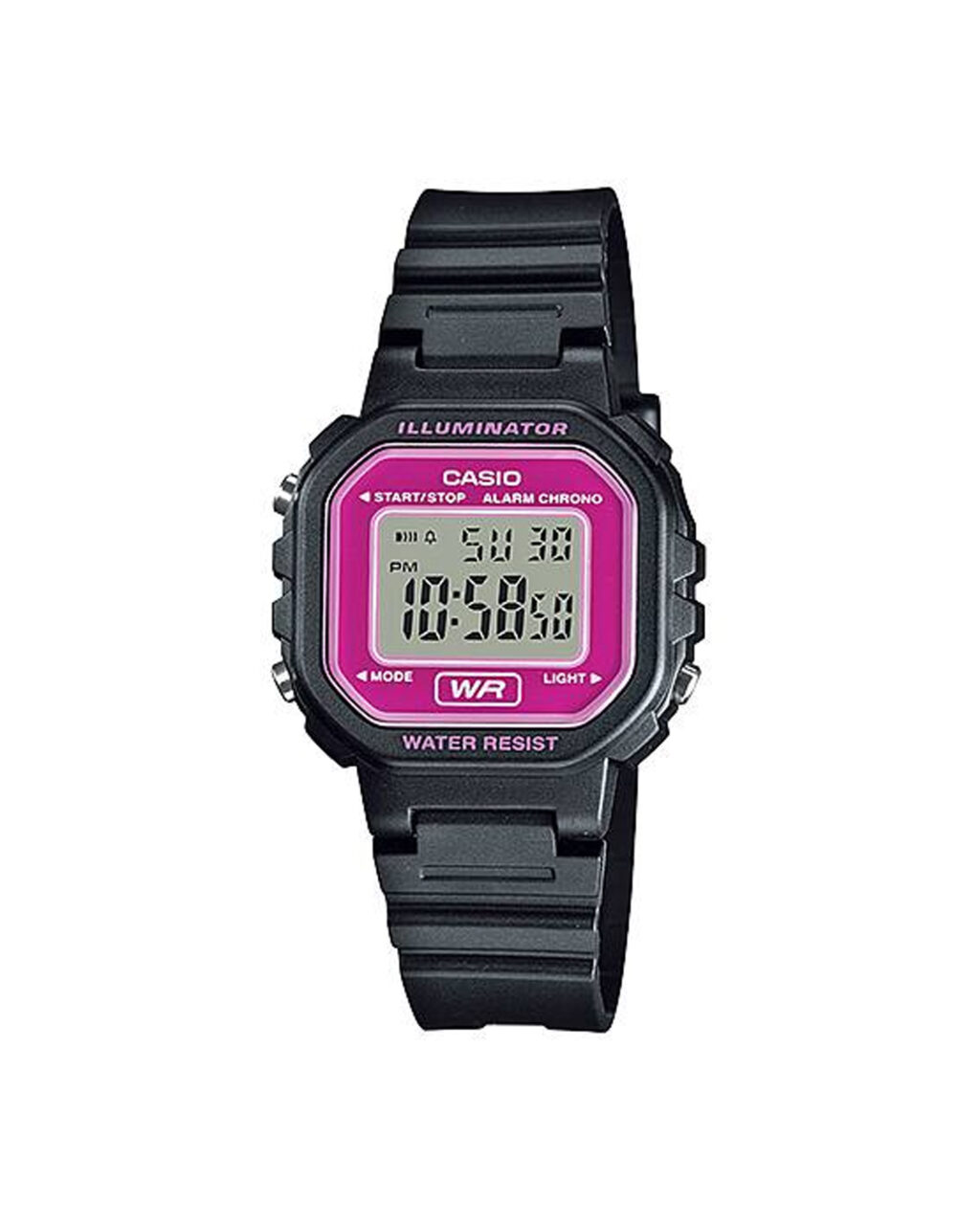 ساعت مچی دیجیتال کاسیو مدل CASIO LA-20WH-4A با قاب مشکی و صفحه صورتی