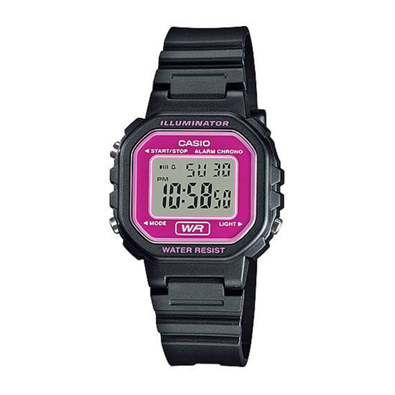 ساعت مچی دیجیتال کاسیو مدل CASIO LA-20WH-4A با قاب مشکی و صفحه صورتی