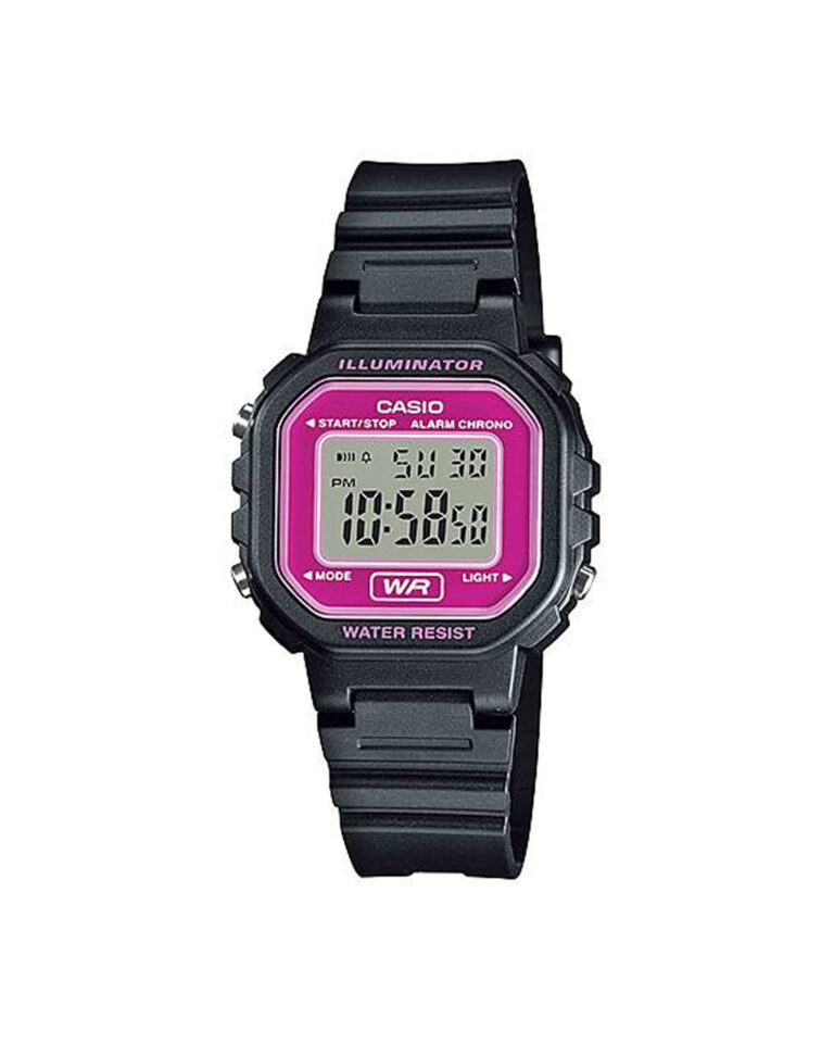 ساعت مچی دیجیتال کاسیو مدل CASIO LA-20WH-4A با قاب مشکی و صفحه صورتی