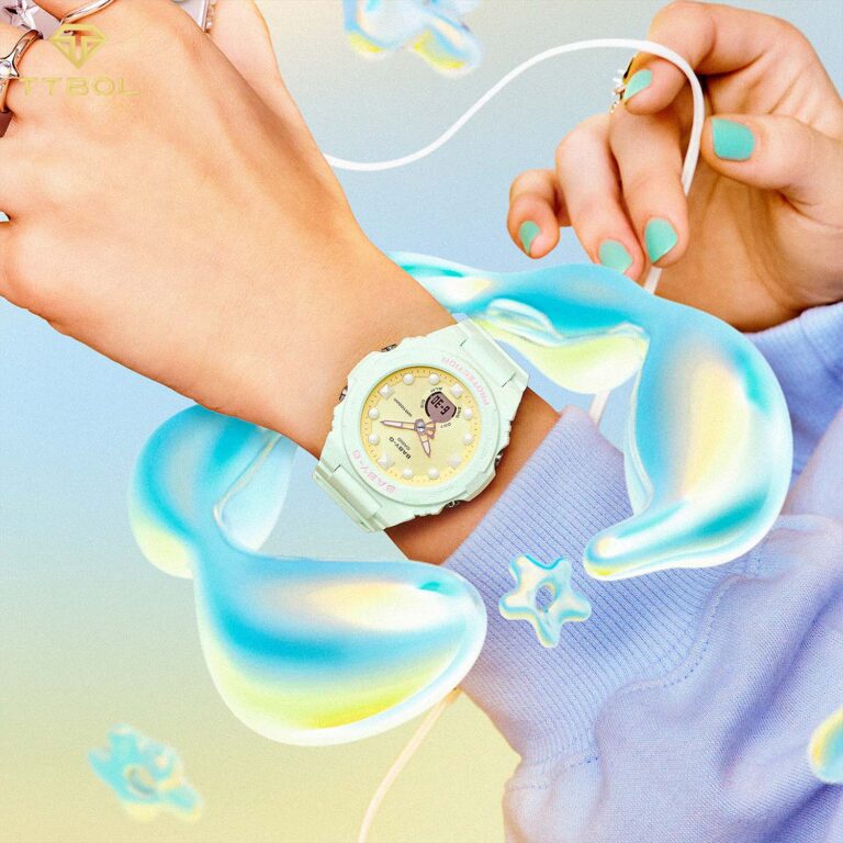 ساعت مچی زنانه کاسیو بی بی جی بند سبز روشن CASIO BABY-G BGA-320FH-3A
