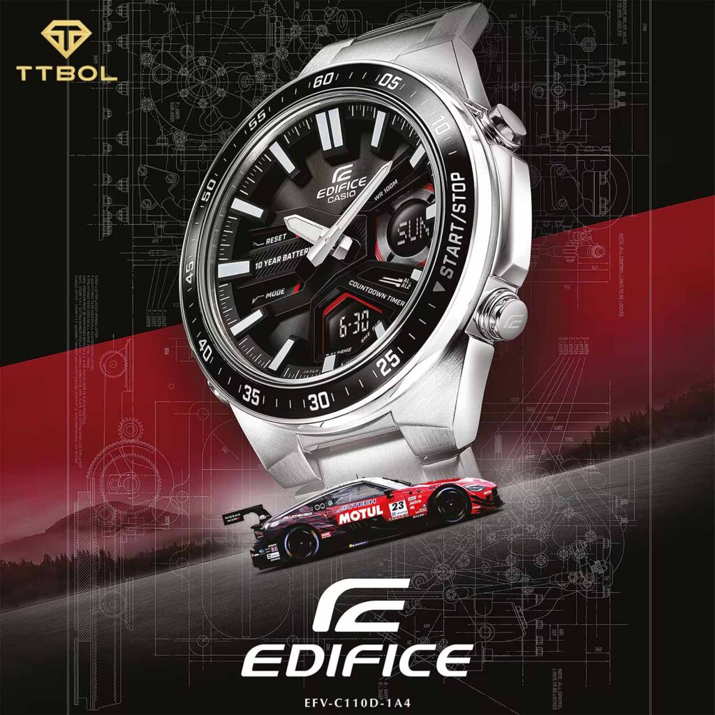 ساعت مچی مردانه کاسیو ادیفایس مخصوص ماشین های مسابقه ای CASIO EDIFICE EFV-C110D-1A4V