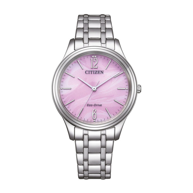 ساعت مچی زنانه سیتیزن صفحه صورتی صدفی CITIZEN EM0411-71X