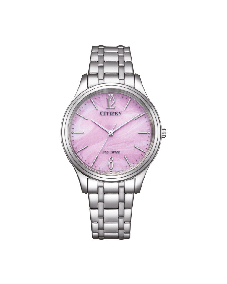 ساعت مچی زنانه سیتیزن صفحه صورتی صدفی CITIZEN EM0411-71X