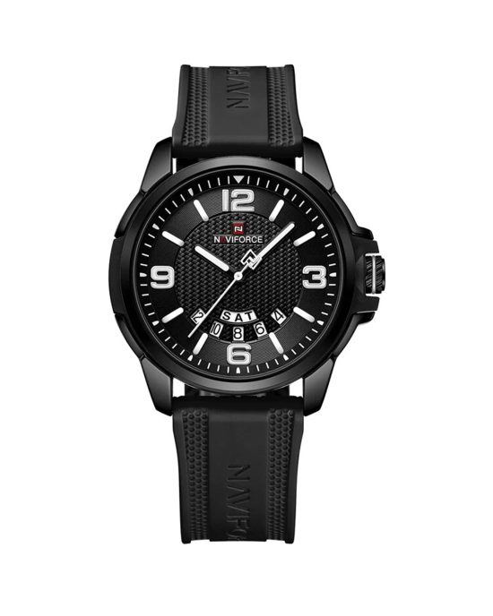 ساعت مچی مردانه ناوی فورس بند رابر تمام مشکی NAVIFORCE 9215T B/W/B