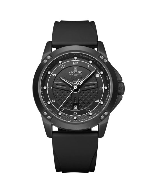 ساعت مچی مردانه ناوی فورس بند سیلیکونی NAVIFORCE NF8031 B/W/B