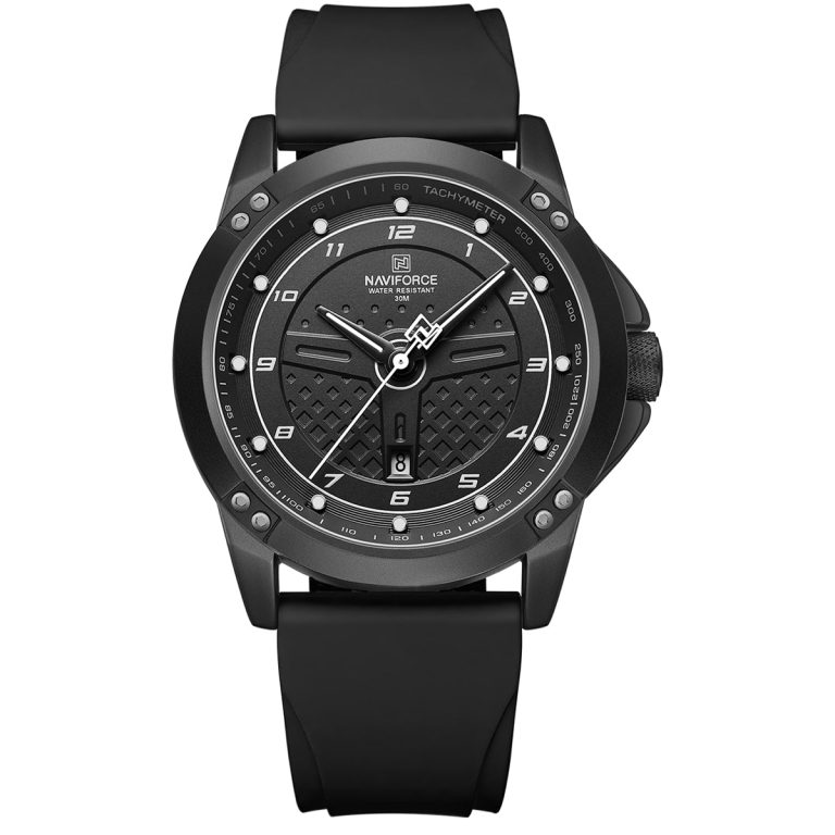 ساعت مچی مردانه ناوی فورس بند سیلیکونی NAVIFORCE NF8031 B/W/B