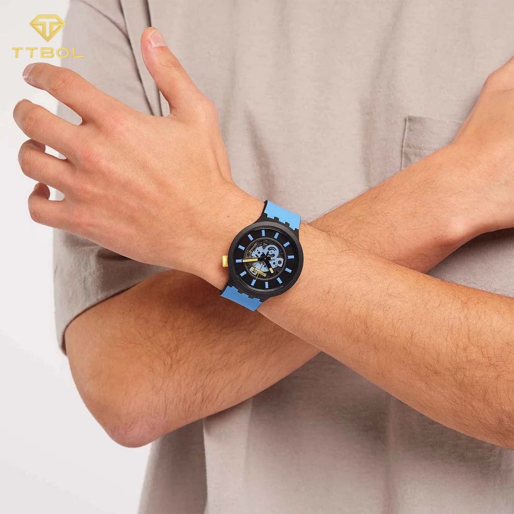 ساعت مچی مردانه سواچ بند سیلیکونی آبی SWATCH SB03B108