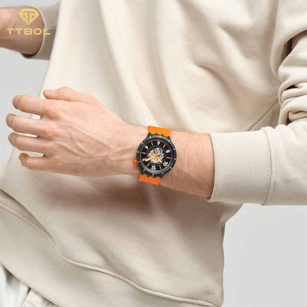 ساعت مچی سواچ صفحه اسکلتون SWATCH SB03G107