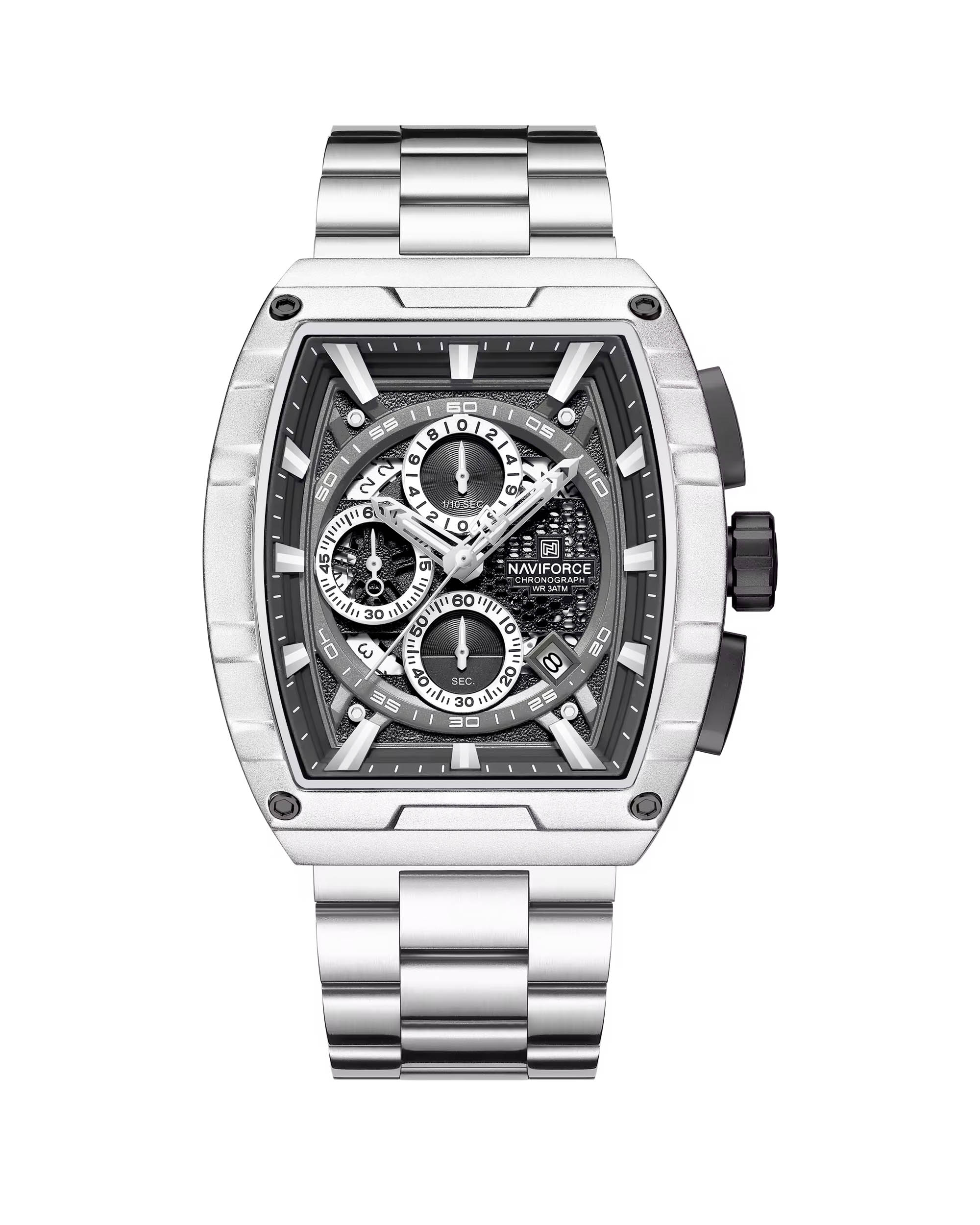 ساعت مچی مردانه ناوی فورس NAVIFORCE NF8066 S/B/S ساعت مچی مردانه ناوی فورس سه موتوره سیلور NAVIFORCE NF8066 S/B/S