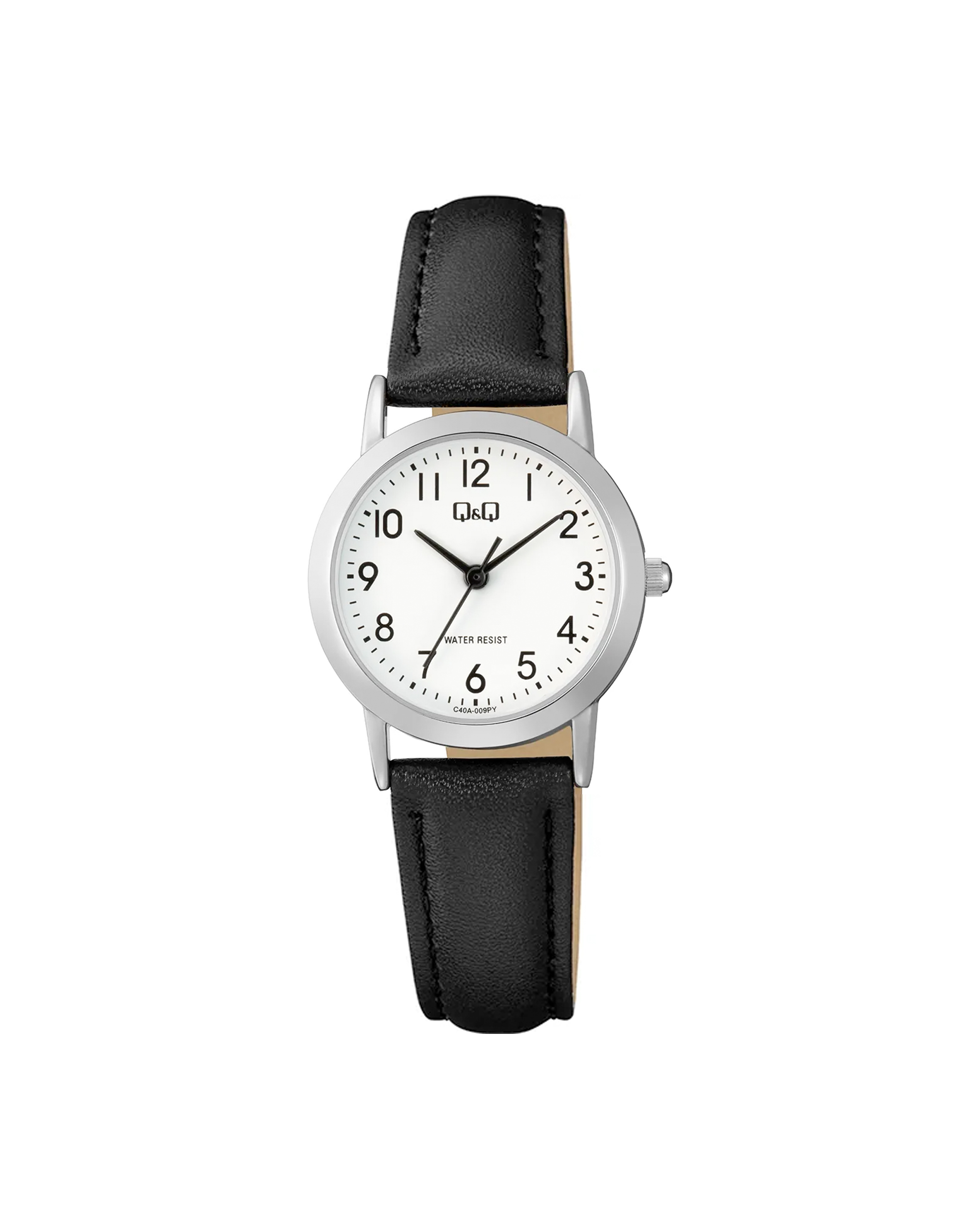 ساعت مچی زنانه کیو اند کیو Q&Q C40A-009PY ساعت مچی زنانه کیو اند کیو بند چرم مشکی Q&Q C40A-009PY