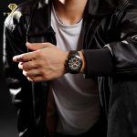 ساعت مچی مردانه ناوی فورس بند قهوه ای صفحه مشکی NAVIFORCE NF8073 B/RG/D.BN