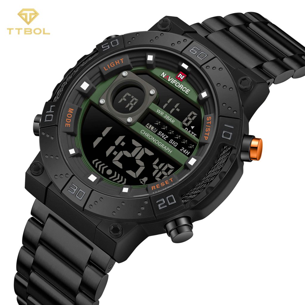 ساعت مچی مردانه ناوی فورس دیجیتالی NAVIFORCE NF9241S B/GN/B