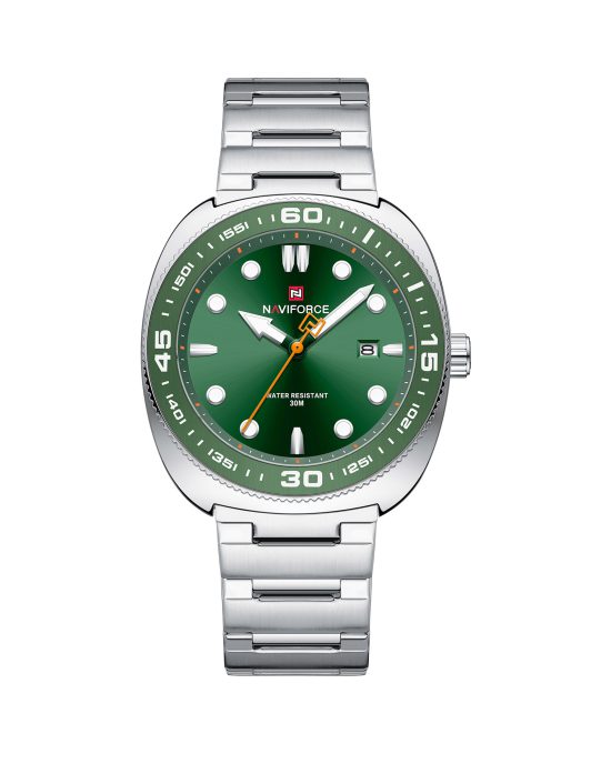 ساعت مچی مردانه ناوی فورس سیلور صفحه سبز NAVIFORCE NF9250 S/GN/S