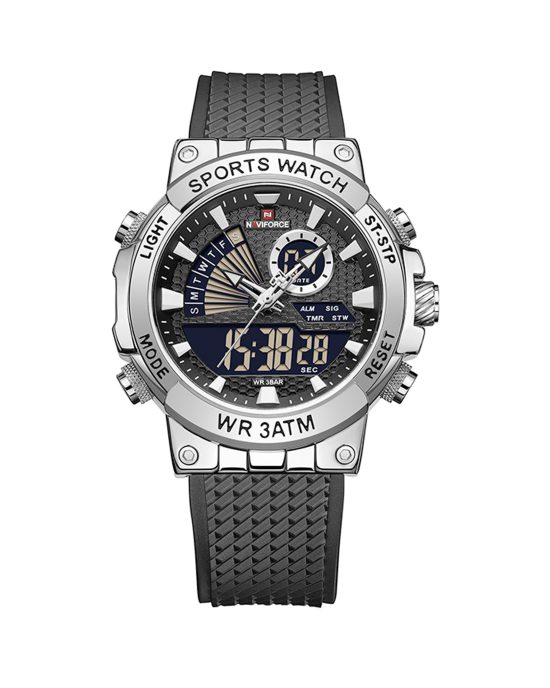ساعت مچی مردانه ناوی فورس بند رابر دوآل تایم NAVIFORCE NF9219 S/W/B