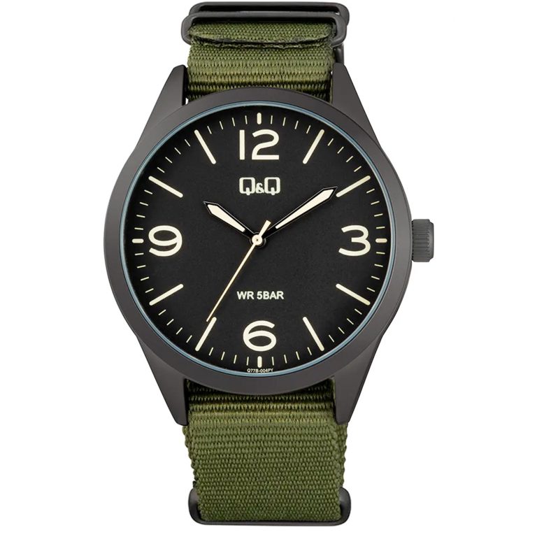 ساعت مچی مردانه کیو اند کیو بند نیتو سبز Q&Q Q77B-004PY