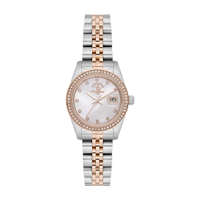 ساعت مچی زنانه پولو سانتا باربارا سیلور رزگلد صفحه صدفی POLO SANTA BARBARA SB.4.10015-6