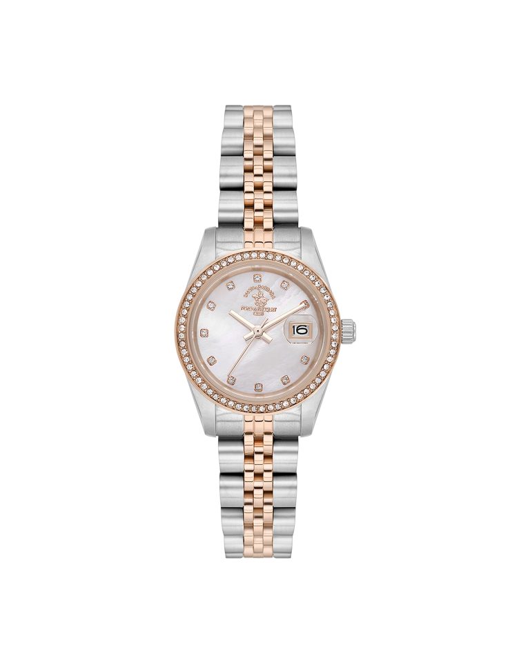 ساعت مچی زنانه پولو سانتا باربارا سیلور رزگلد صفحه صدفی POLO SANTA BARBARA SB.4.10015-6