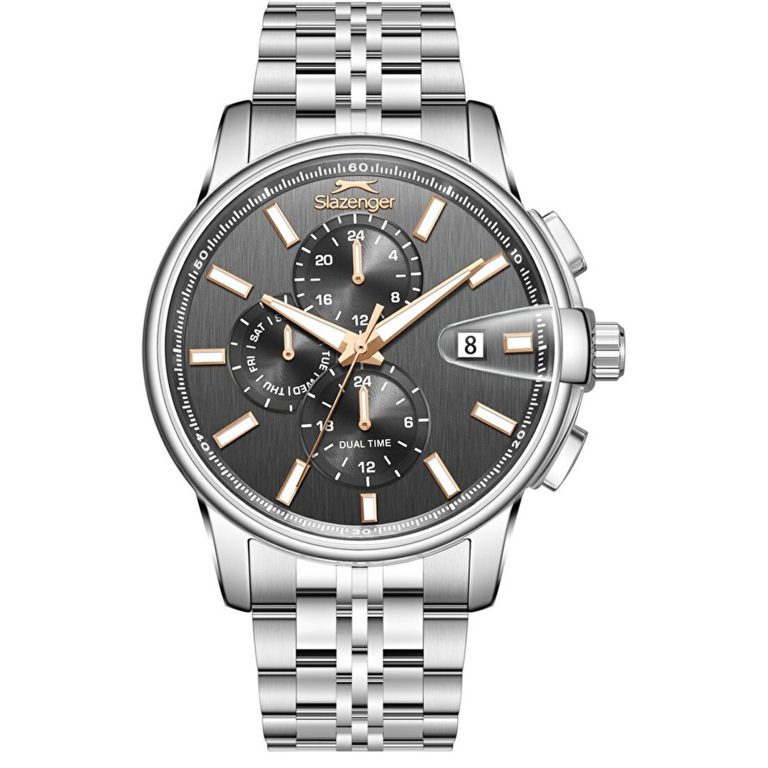 ساعت مچی مردانه اسلازنجر سه موتوره صفحه مشکی SLAZENGER SL.09.2551.2.04