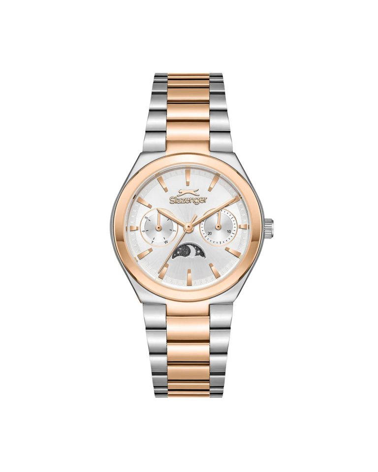 ساعت مچی زنانه اسلازنجر بند استیل سیلور رزگلد SLAZENGER SL.09.2468.4.04