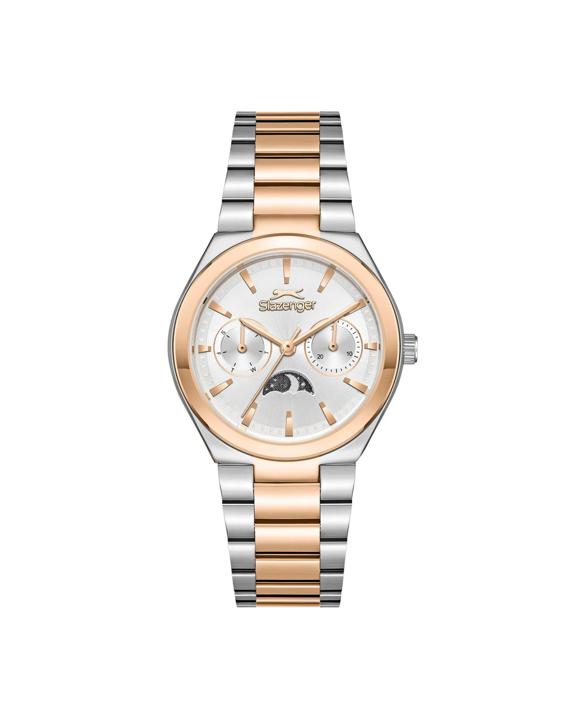 sl.09.2468.4.04 ساعت مچی زنانه اسلازنجر بند استیل سیلور رزگلد SLAZENGER SL.09.2468.4.04