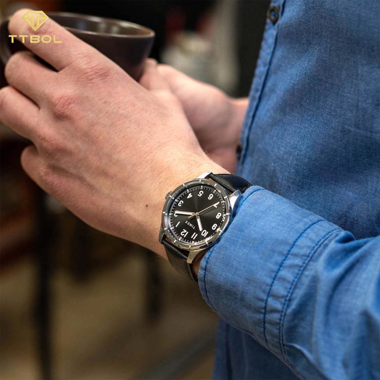 ساعت مچی مردانه تایمکس با بند چرمی مشکی TIMEX TW2Y16100