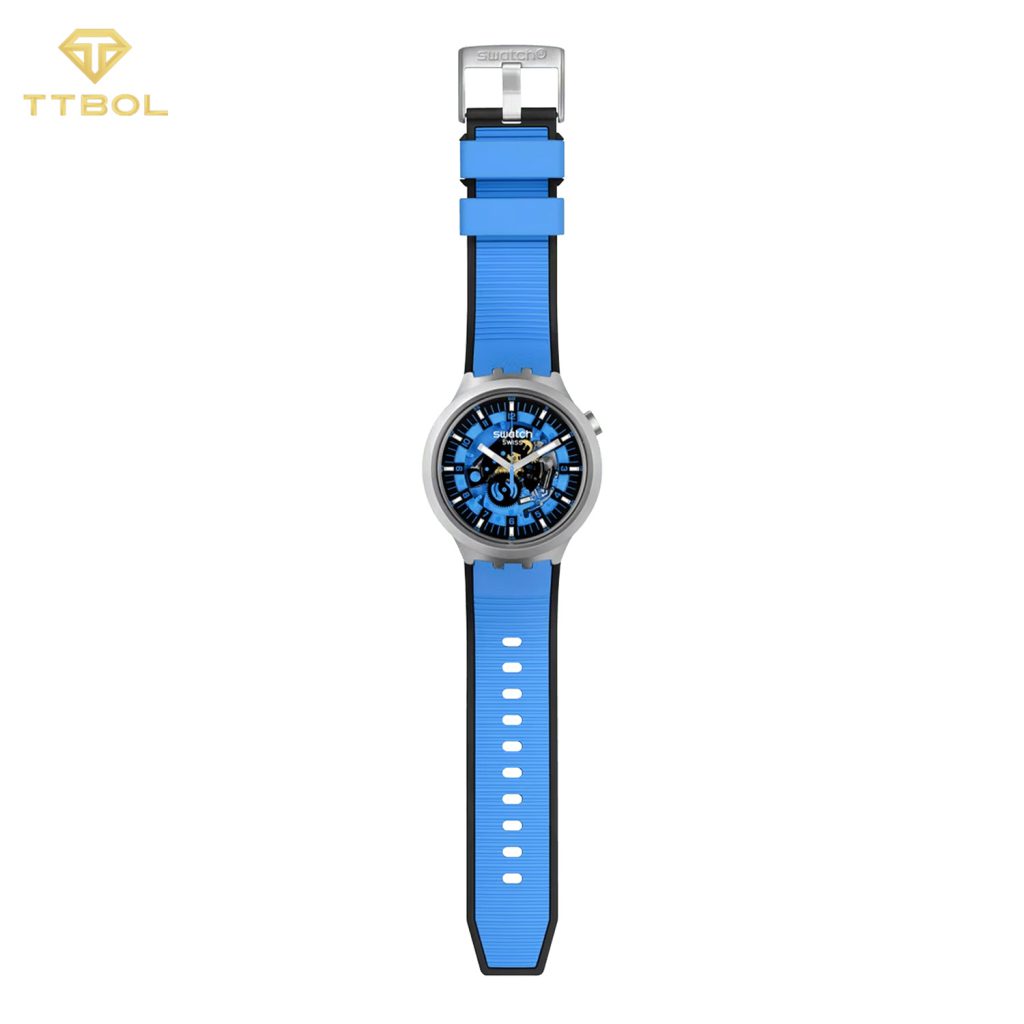 ساعت مچی سواچ بند سیلیکونی آبی SWATCH SB07S106