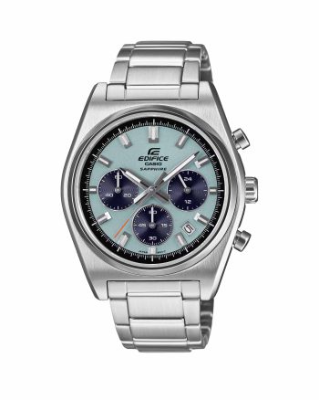ساعت مچی مردانه کاسیو ادیفایس CASIO EDIFICE EFB-730D-2BV با صفحه آبی، کرنوگراف و بند استیل نقره‌ای