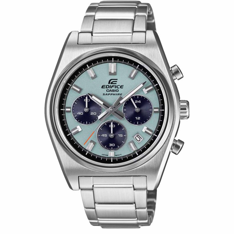 ساعت مچی مردانه کاسیو ادیفایس CASIO EDIFICE EFB-730D-2BV با صفحه آبی، کرنوگراف و بند استیل نقره‌ای