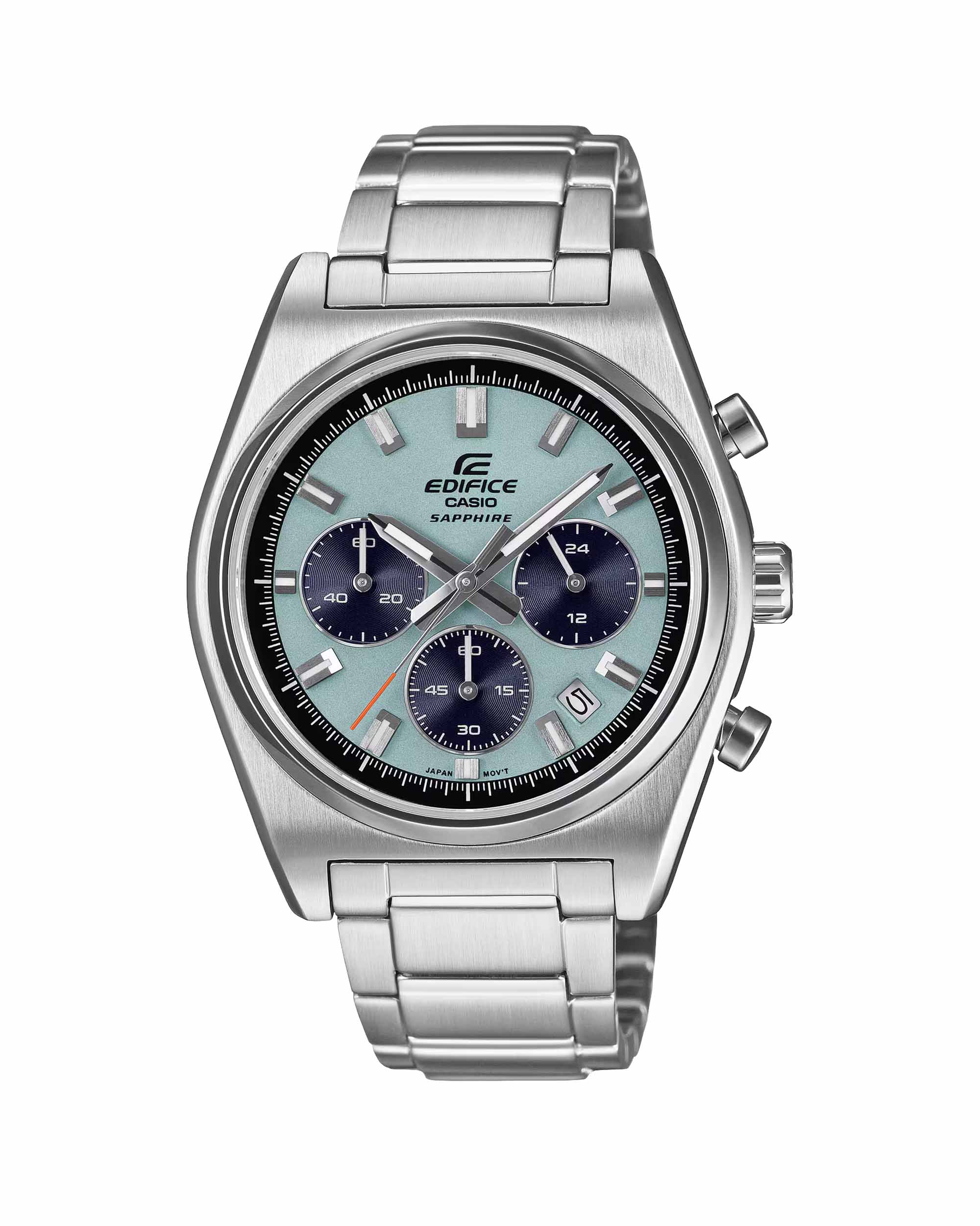 EFB-730D-2BV ساعت مچی مردانه کاسیو ادیفایس CASIO EDIFICE EFB-730D-2BV با صفحه آبی، کرنوگراف و بند استیل نقرهای
