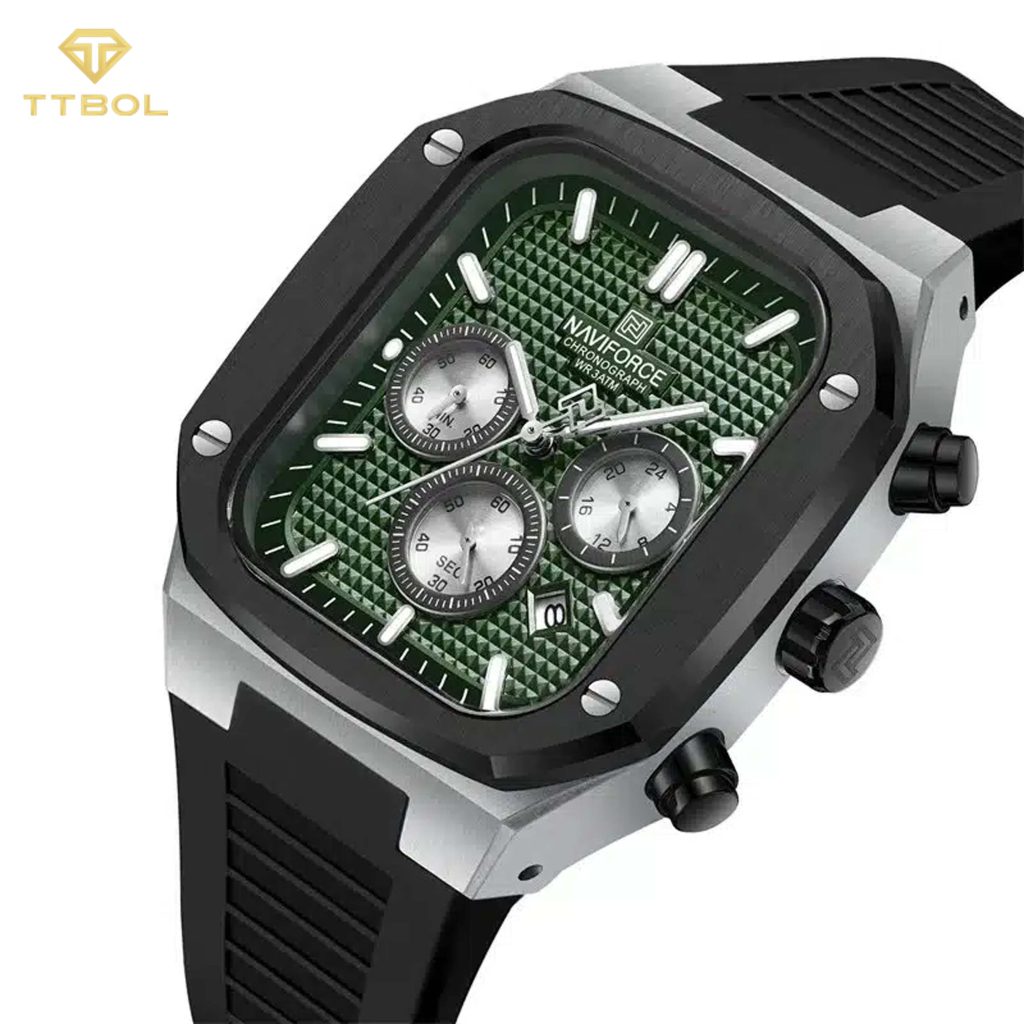 ساعت مچی مردانه ناوی فورس بند سیلیکونی NAVIFORCE NF8037 S/GN/B