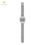 نمای روبروی ساعت مچی مردانه کاسیو A158WEM-7 با طراحی کلاسیک و نمایشگر دیجیتال