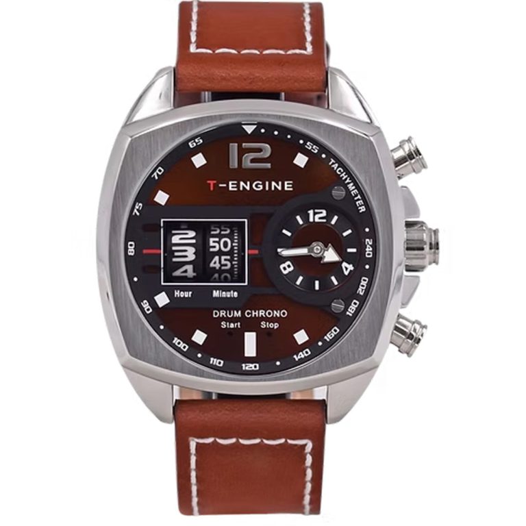 ساعت مچی مردانه تی انجین T-ENGINE دارای تایم دومDawward - Leather Strap