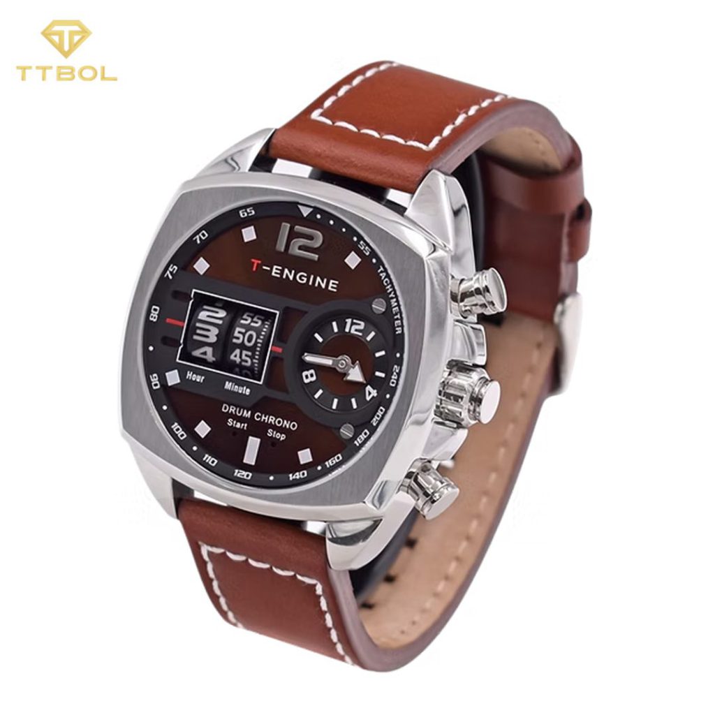 ساعت مچی مردانه تی انجین با موومنت ژاپنی T-ENGINE Dawward - Leather Strap