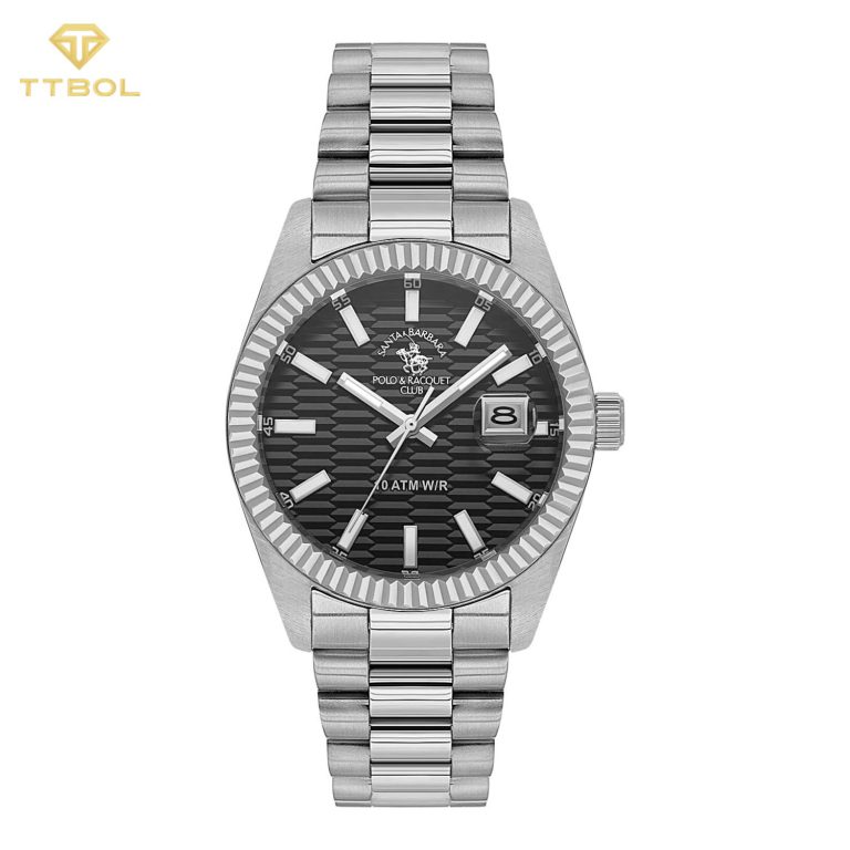 ساعت مچی مردانه پولو سانتا باربارا POLO SANTA BARBARA SB.1.10646-2 - نمای اصلی صفحه مشکی و بند استیل