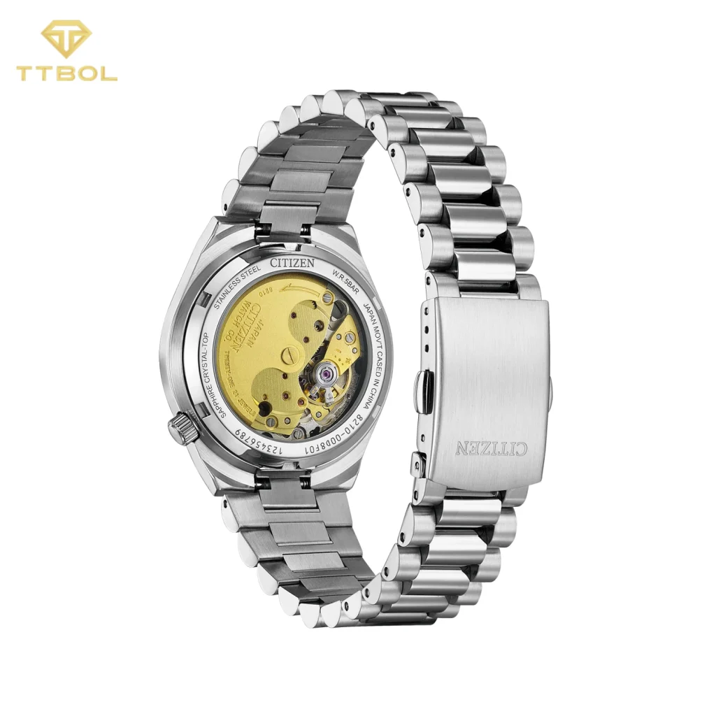 ساعت مچی مردانه سیتیزن CITIZEN مدل NJ0200-50M — نمای پشت (قاب شیشه‌ای)