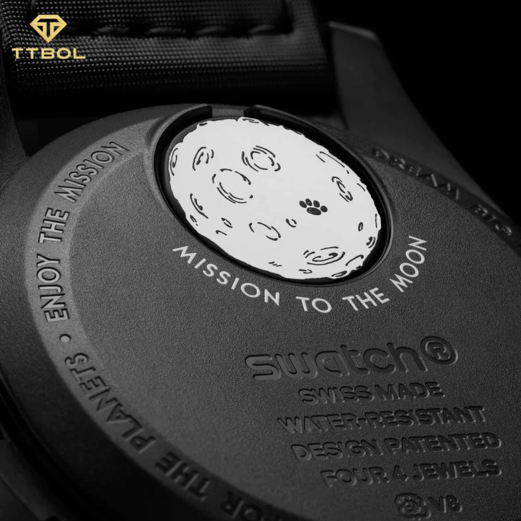 ساعت مچی امگا سواچ MISSION TO THE MOONPHASE NEW MOON OMEGA SWATCH MOONSWATCH SO33B700 - Image 4