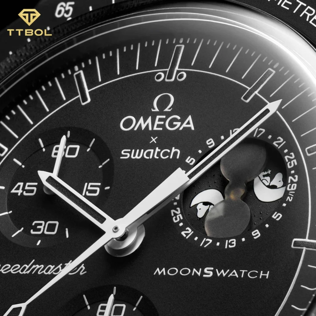 ساعت مچی امگا سواچ MISSION TO THE MOONPHASE NEW MOON OMEGA SWATCH MOONSWATCH SO33B700 - Image 2