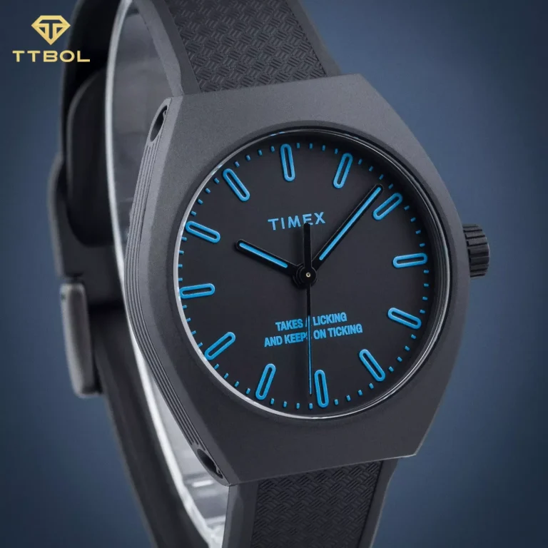 ساعت مچی مردانه تایمکس مدل TW2W42300 Trend Urban Pop با صفحه مشکی و نشانگرهای آبی