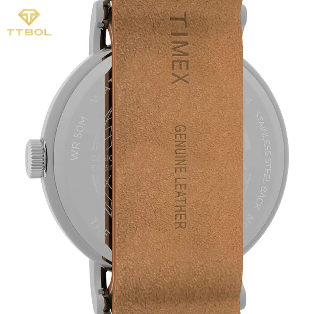 ساعت مچی مردانه تایمکس مدل TW2W86800 Weekender با صفحه سرمه‌ای و بند چرمی قهوه‌ای
