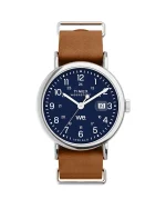ساعت مچی مردانه تایمکس مدل TW2W86800 Weekender با صفحه سرمهای و بند چرمی قهوهای