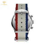 ساعت مچی مردانه تایمکس مدل TW2Y15800 Weekender New England Chronograph با صفحه سفید و بند پارچهای طوسی
